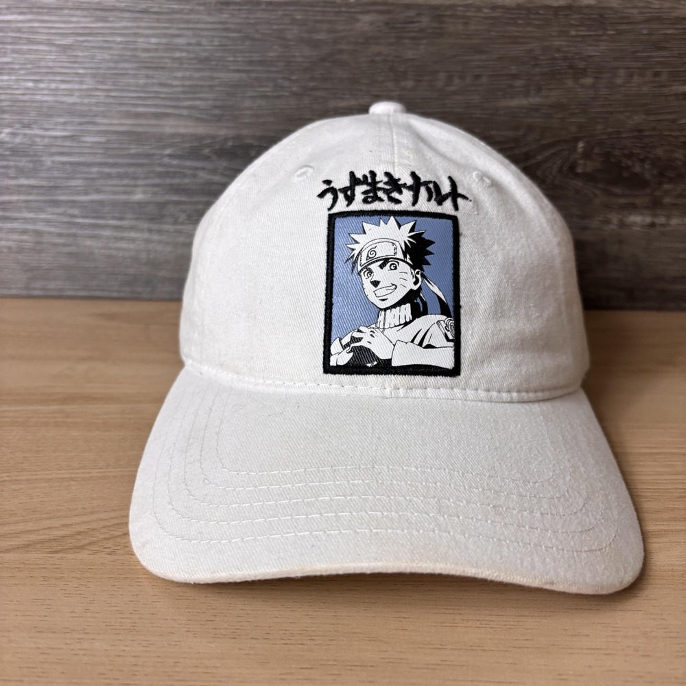 Naruto Shippuden Hat Cap Strap Back White Embroidered Anime Graphic Dad Cap Mens